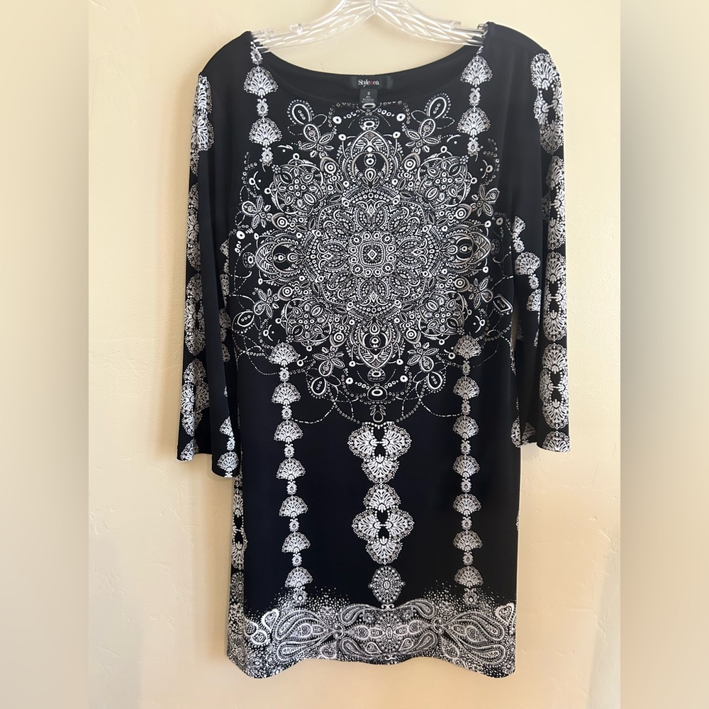 Style & Co. Black and White Patterned Dress